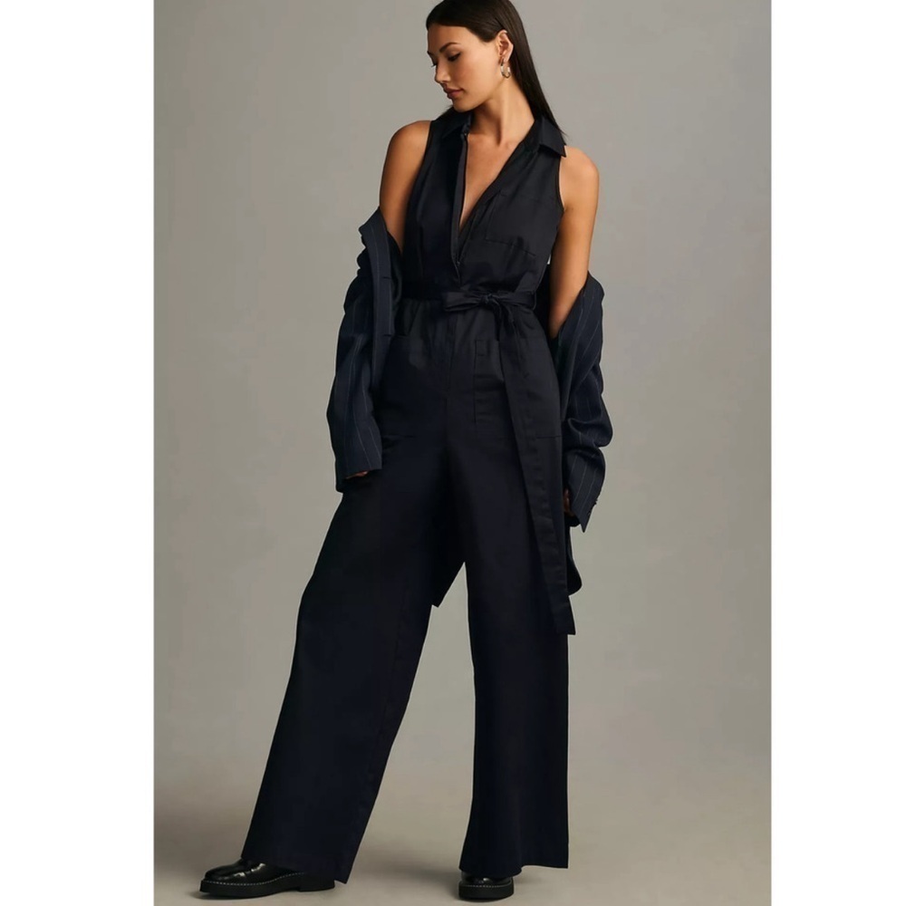 NWT Anthropologie TwentySixHundred Belted Jumpsuit Navy - Size Medium